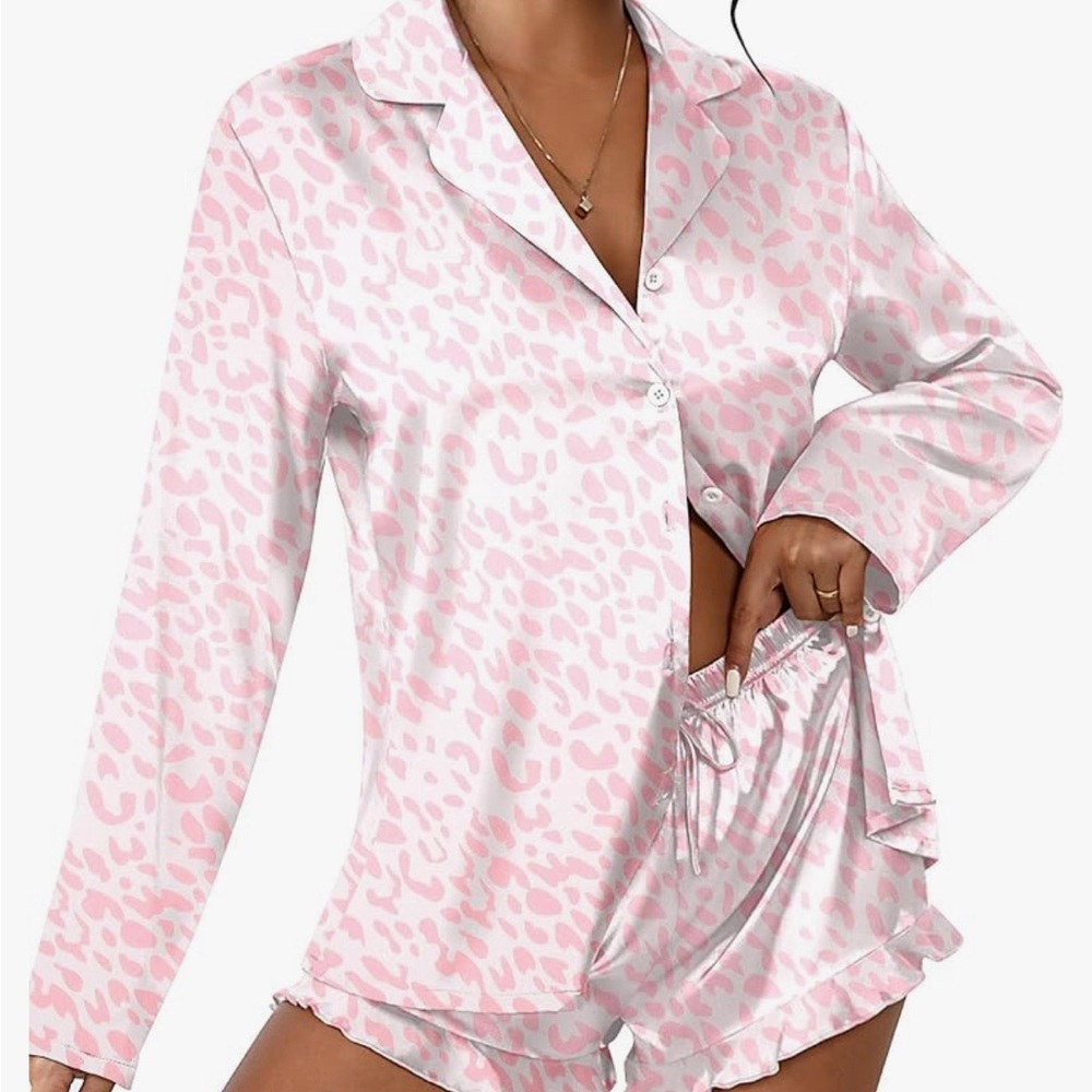 Pink leopard print pajamas
